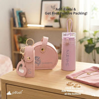 Personalized Gift for Sister | Mini Insulated Stainless Steel Flask 150ml, Lipstick cover & Cute Jewelry Organizer