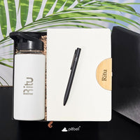 Personalized Gift Hamper | Glass Bottle, Diary & Pen