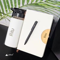 Personalized Gift Hamper | Glass Bottle, Diary & Pen