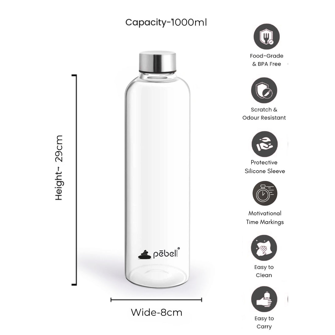Borosilicate Glass Bottle 1000ml
