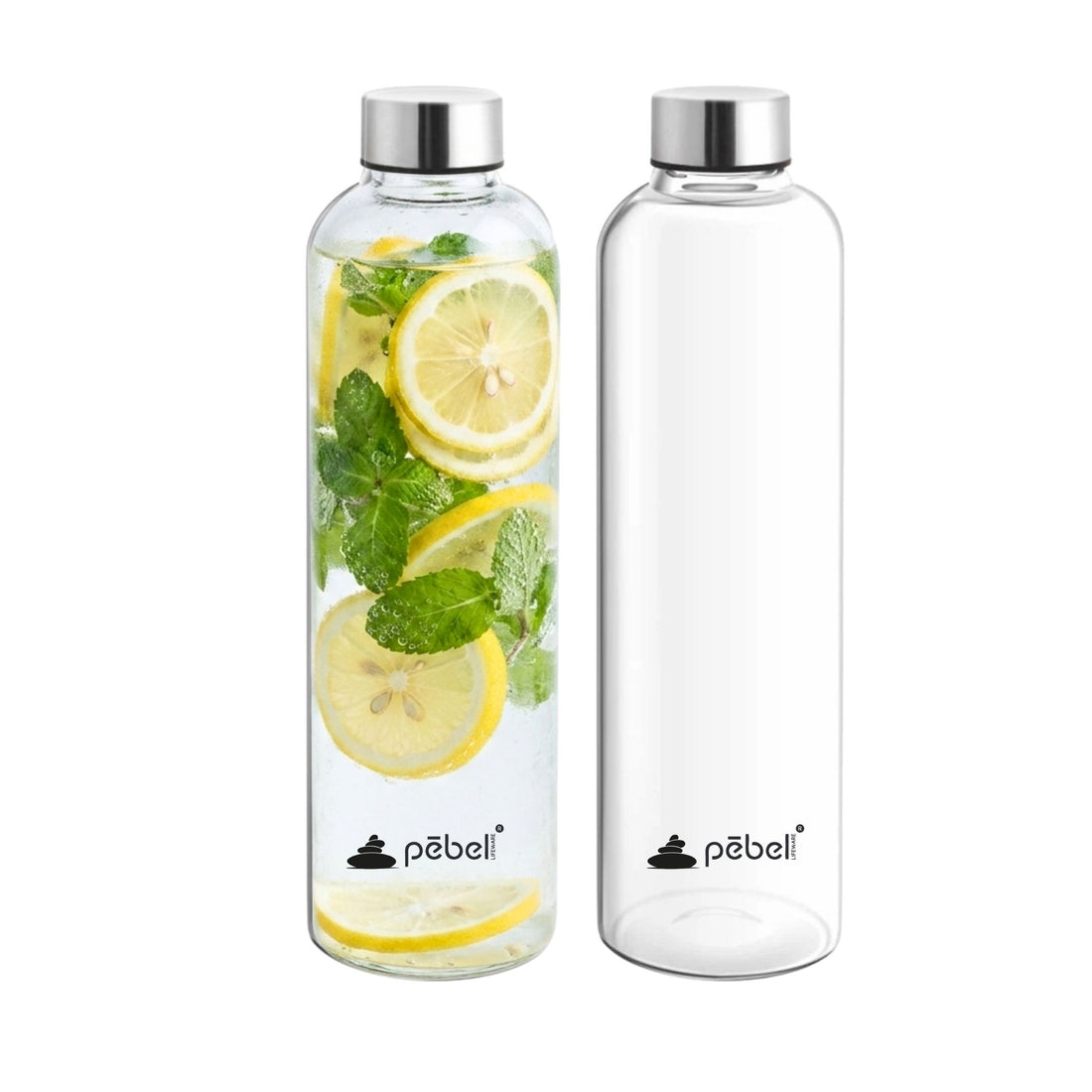 1000ml Borosilicate Glass Water Bottle (Set of 2)