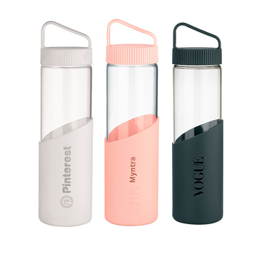 SiliBella Personalized Glass Bottle with Silicone Sleeve | 750ml - Your Logo