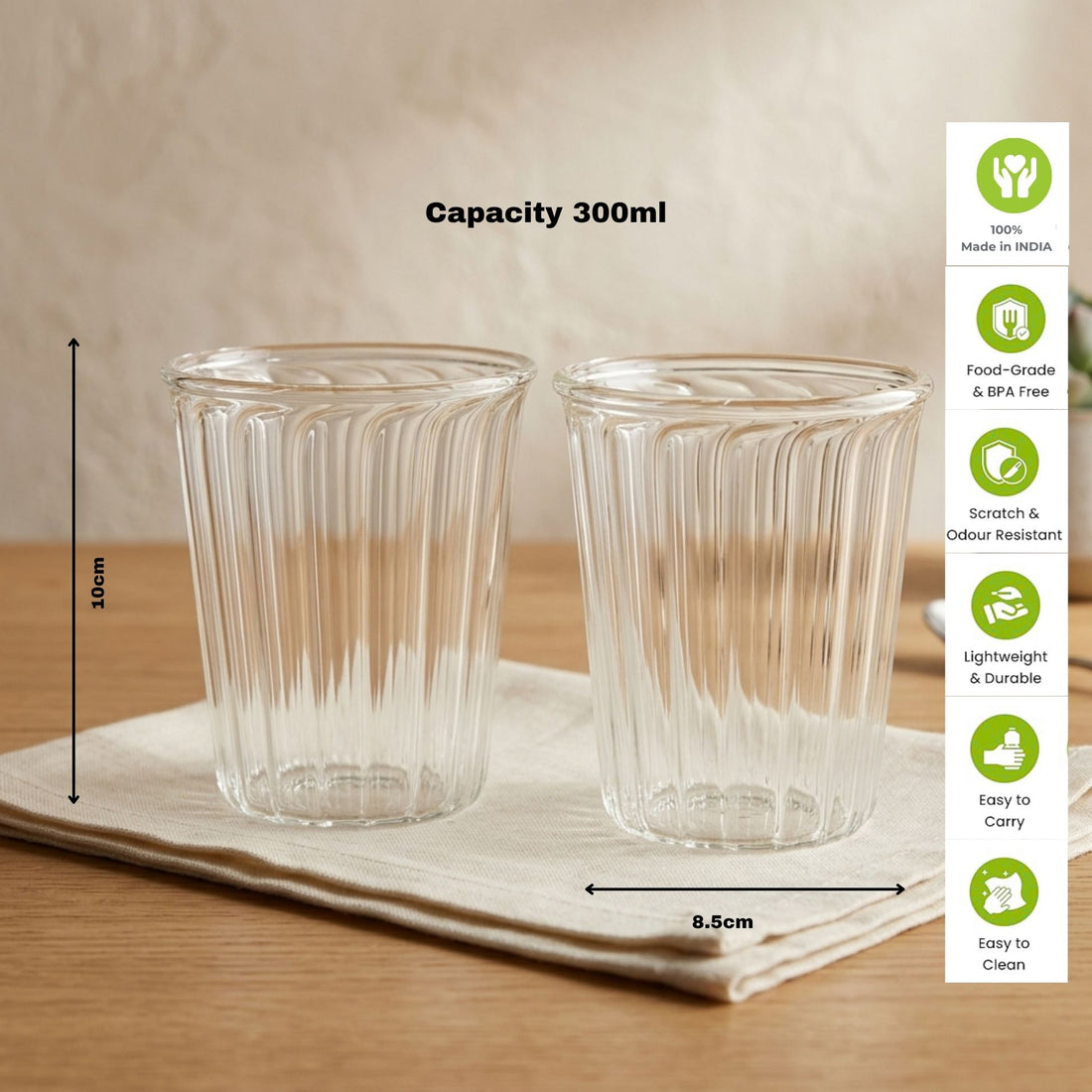 Ripple Glass - Conical Mug (Set of 2) 300ml