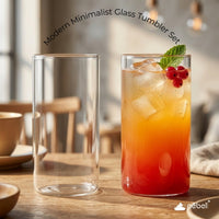 Modern Minimalist Glasses Set of 2 | 300ml | Ideal for Iced Coffee & Lattes
