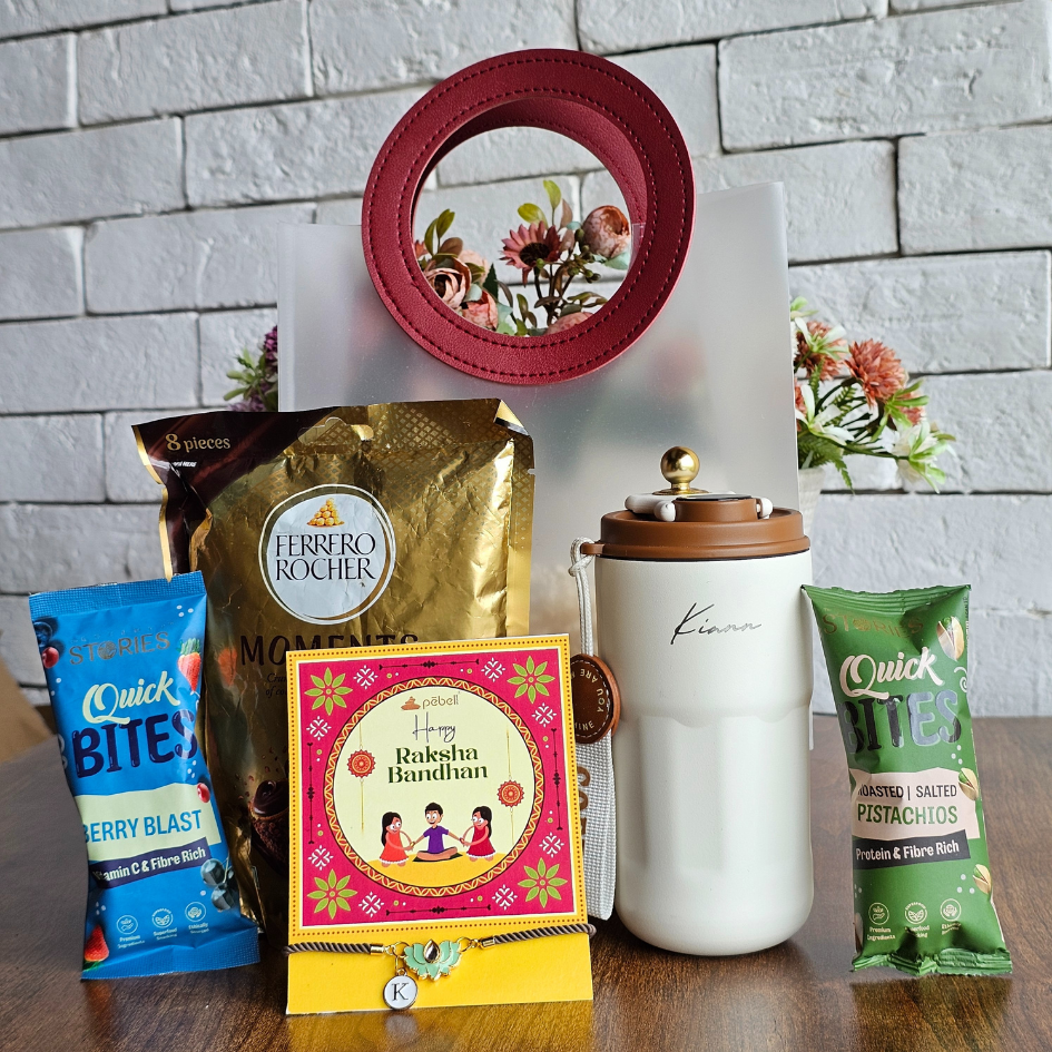 Trending Rakhi Gift Set - Chic Mug, Drfruits & Chocolates