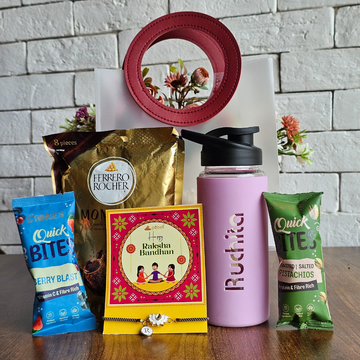 Trending Rakhi Gift Set - 550 ml Bottle, Drfruits & Chocolates