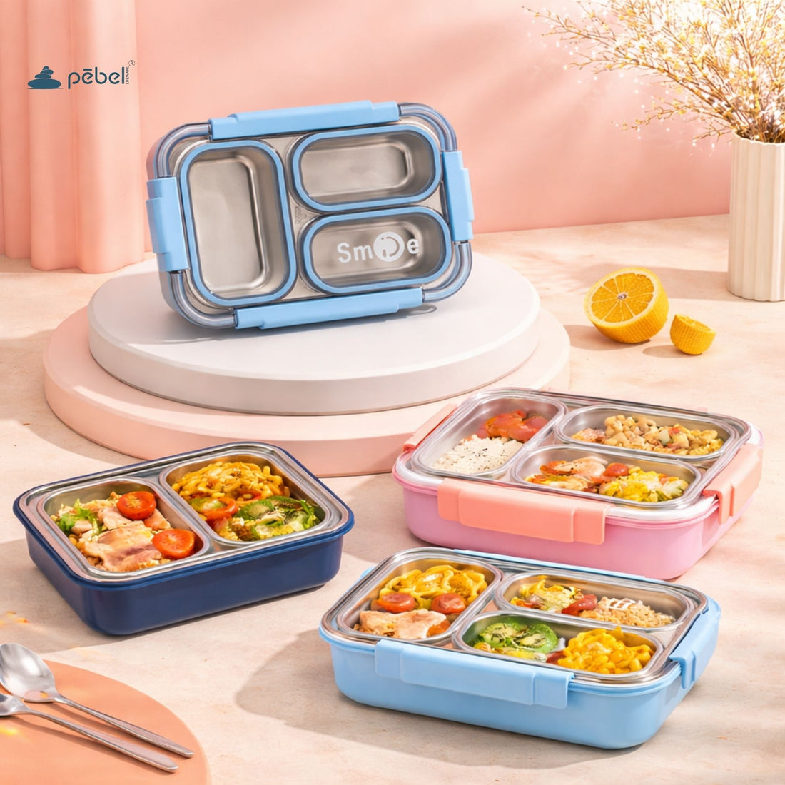 Personalized Bento Lunch Boxes – Steel Lunch Box with 3 Compartments