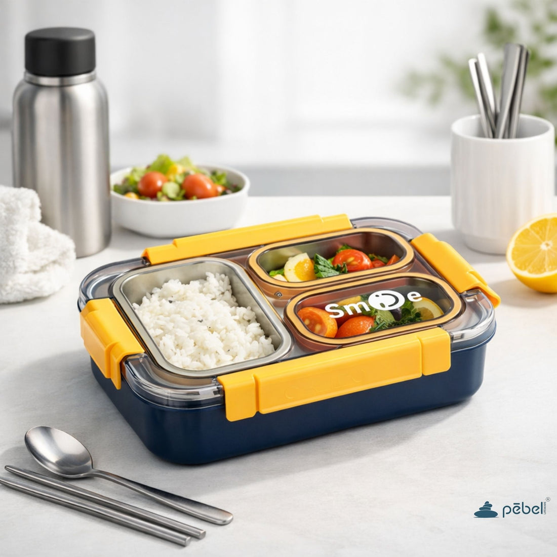 Personalized Bento Lunch Boxes – Steel Lunch Box with 3 Compartments