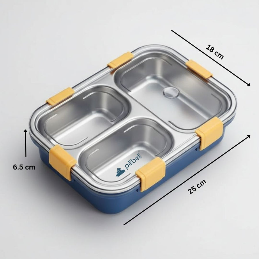 Bento Customized Steel Lunch Box | 3 compartments - Food Container, Chopstick & Spoon