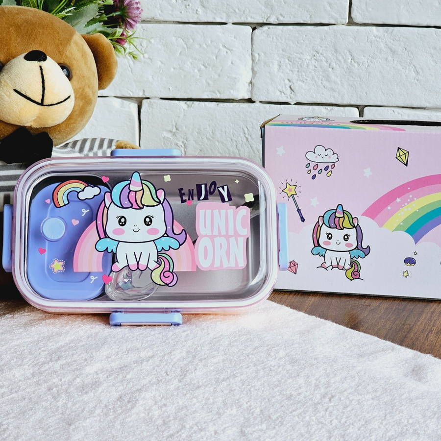 Customized Steel Bento Lunch Box with 2 Compartments and Spill-Proof Container