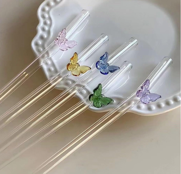 Cute Glass Straw with Cleaning Brush - Set of 6