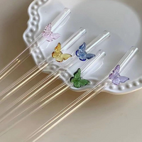 Cute Glass Straw with Cleaning Brush - Set of 6