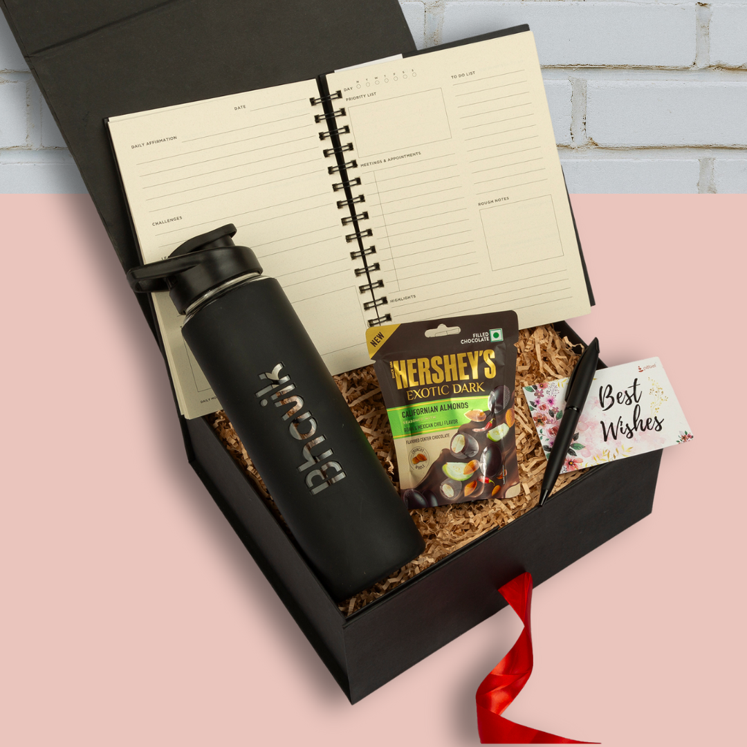 Ultimate Utility Hamper - Glass Bottle, Planner, Pen, Sweet – Pebel
