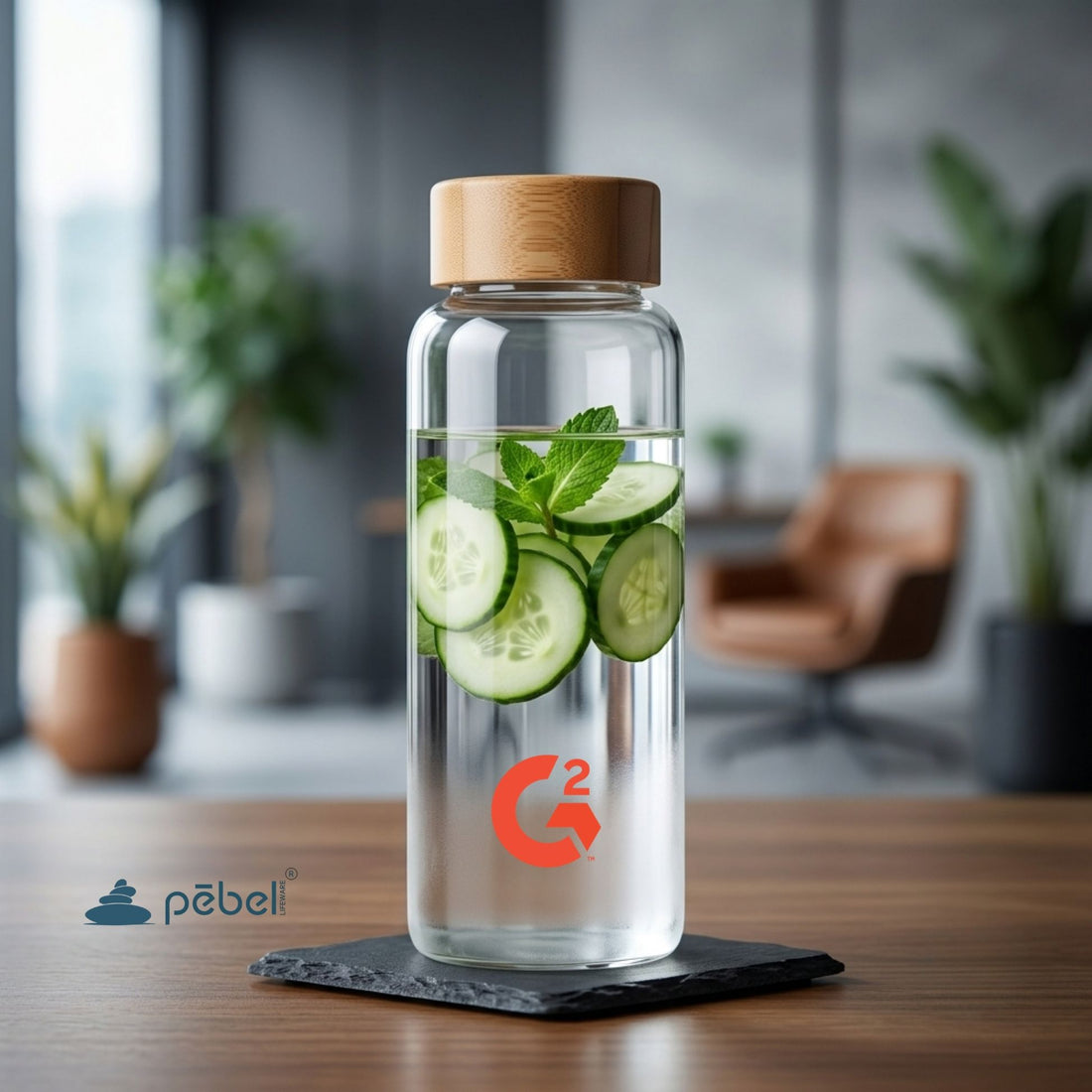 Eco-Friendly Borosilicate Glass Bottle with Wooden Lid