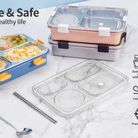 Bento Customized Steel Lunch Box | 4 compartments - Food Container, Chopstick & Spoon | Leakage Proof
