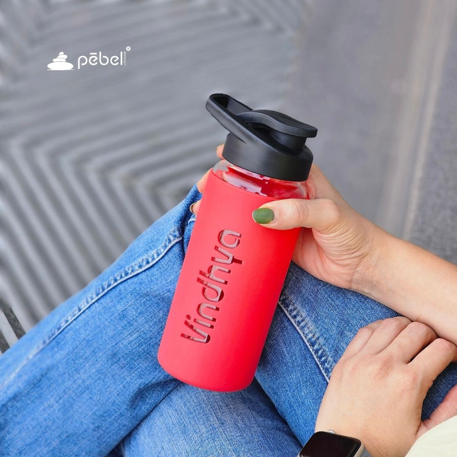 Personalized Glass Bottle with Silicone Sleeve | 550ml | Stylish Water Bottle