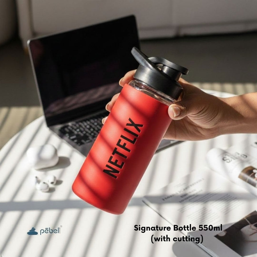 Customized Glass Bottle with Silicone Sleeve | 550ml - Your Logo