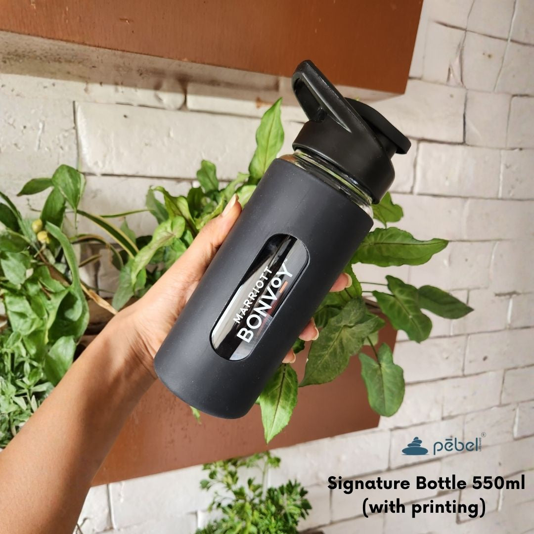 Customized Glass Bottle with Silicone Sleeve | 550ml - Your Logo