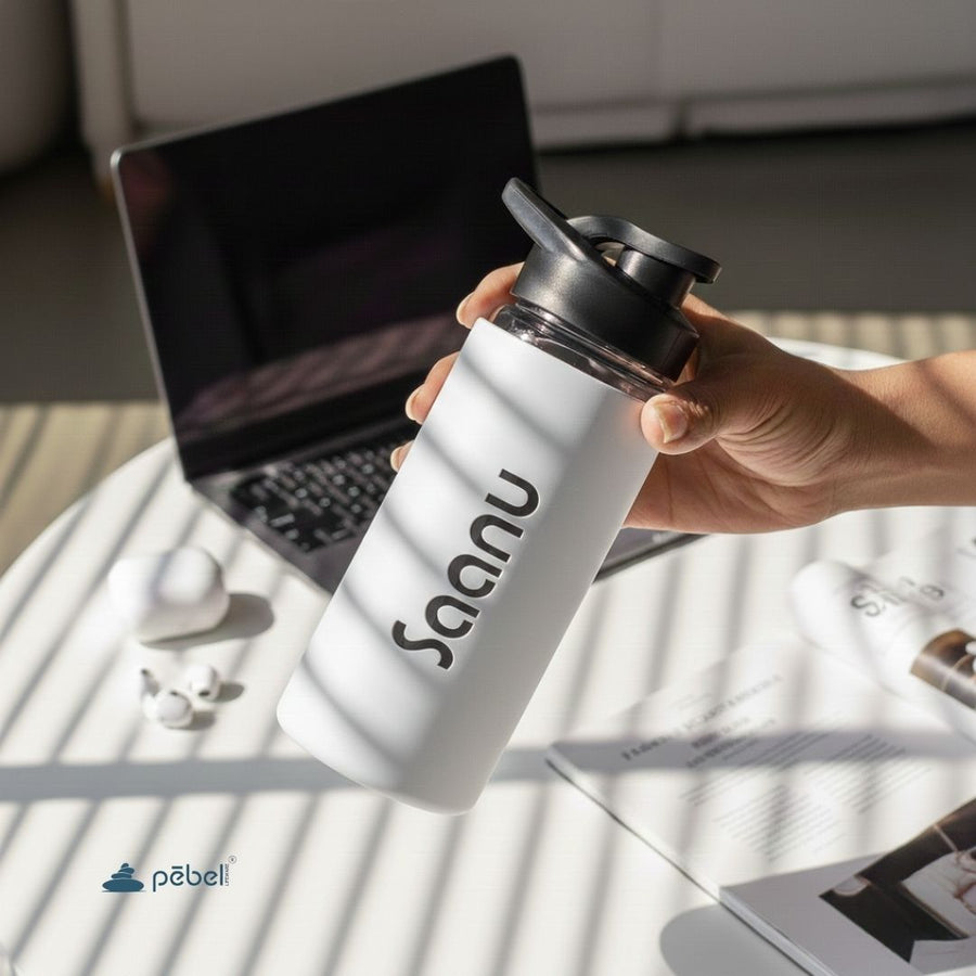 Personalized Gift Hamper | Glass Bottle, Diary & Pen