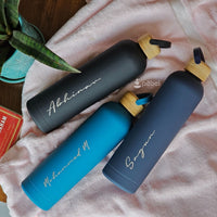 Vacuum Insulated Steel Water Bottles with wooden lid