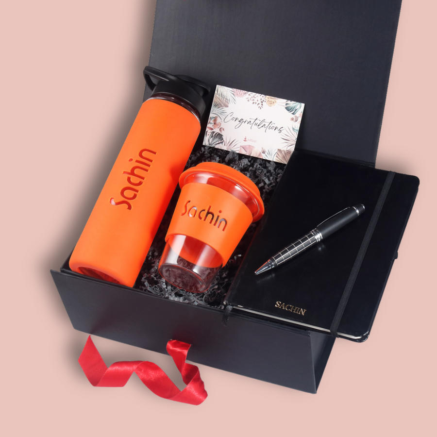 Best Seller Signature Personalized Birthday Gift Hamper - L | Glass Bottle, Mug, Diary & Pen