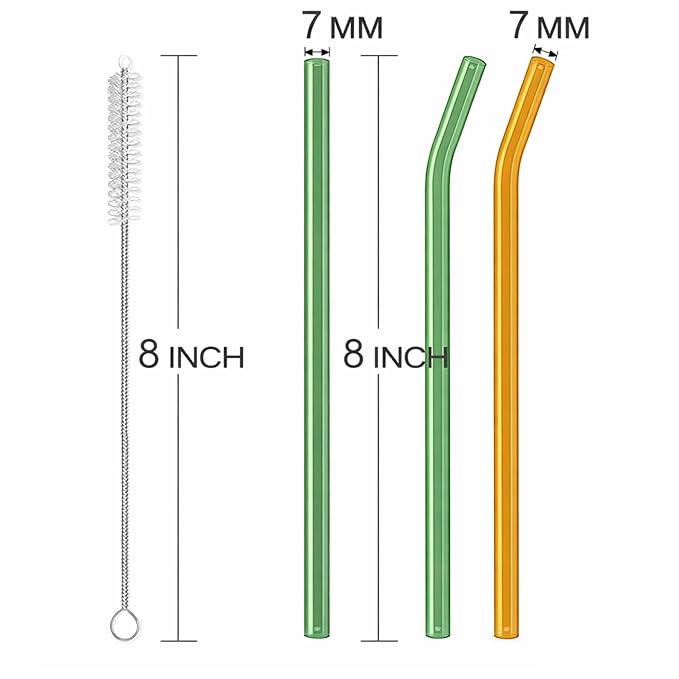 Colored Glass Straw - Set of 6