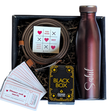 Valentine Love Hamper - Insulated Steel Bottle, Naughty Belt, Love Coupons & many more