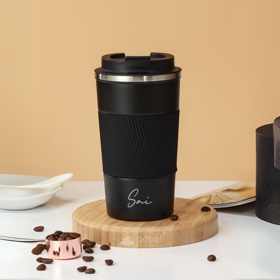 Personalized Insulated Coffee Mug with Silicone Grip