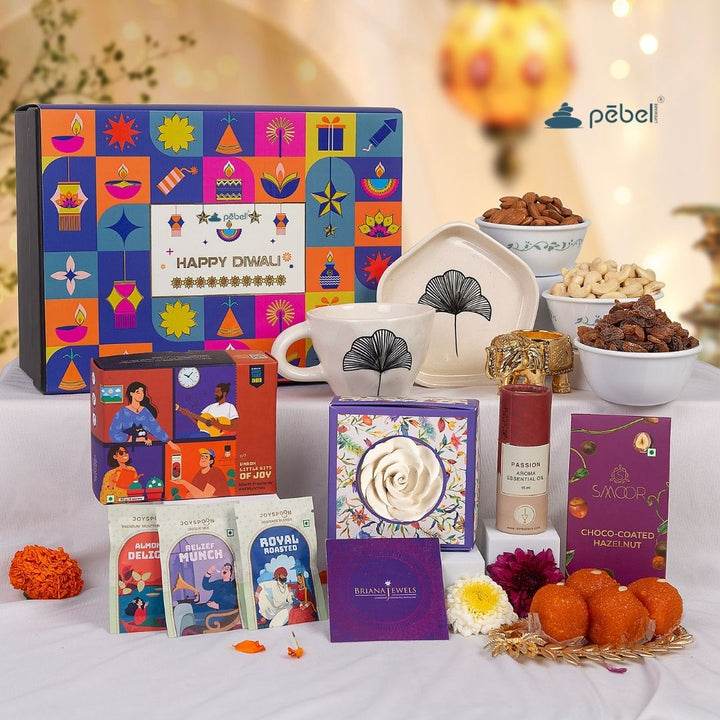 Corporate Diwali gift hamper with chocolate and trial mix