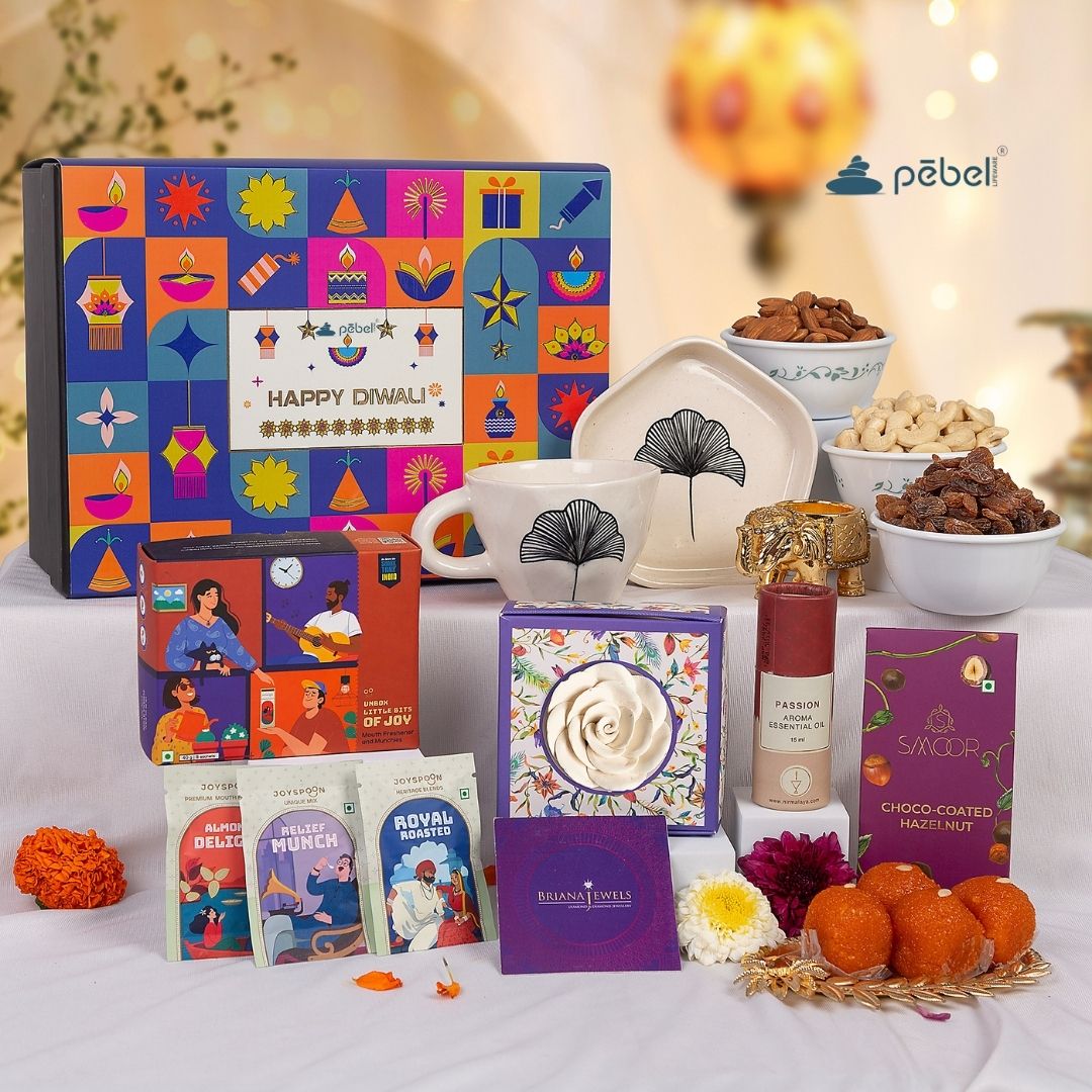 Corporate Diwali gift hamper with chocolate and trial mix