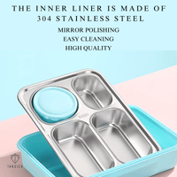 Leakproof Bento Customized Steel Lunch Box New| 4 compartments - Bowl, Spoon & Chopsticks