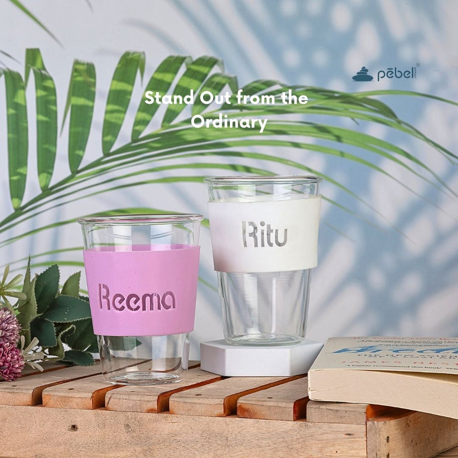 Viral Bev Glass - Borosilicate Glass Tumbler for Coffee Mugs with Silicone Band