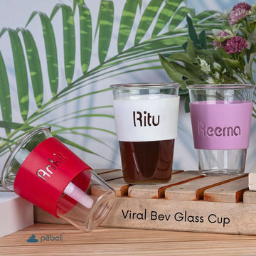 Viral Bev Glass - Borosilicate Glass Tumbler for Coffee Mugs with Silicone Band