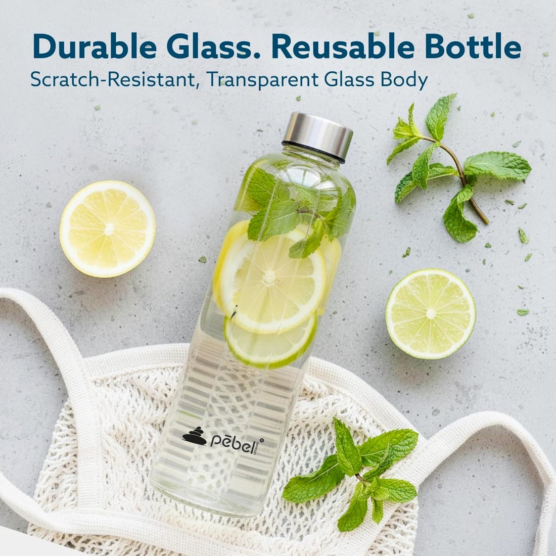 Borosilicate Glass Water Bottle 1000ml