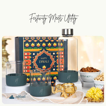Drinking Glass Set with Company Logo - Perfect Diwali Gift Hamper