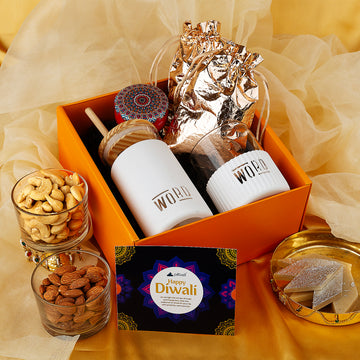 Unique Diwali Gift Hampers with Tumblers, Candles & Dryfruits