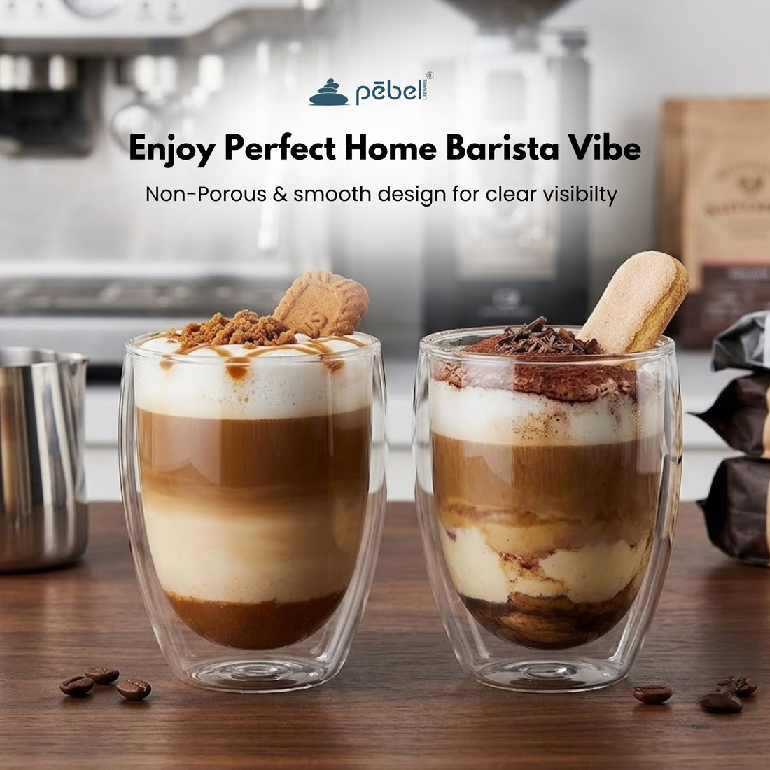 Bistro Style Double Wall Glass Tumbler | Elegant & Heat Resistant | 350ml Set of 2