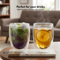 Bistro Style Double Wall Glass Tumbler | Elegant & Heat Resistant | 350ml Set of 2