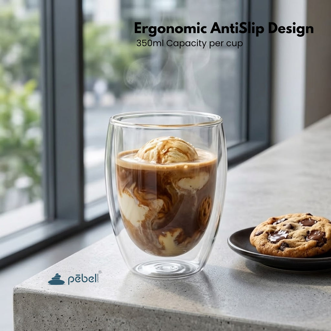 Bistro Style Double Wall Glass Tumbler | Elegant & Heat Resistant | 350ml Set of 2