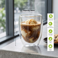 Bistro Style Double Wall Glass Tumbler | Elegant & Heat Resistant | 350ml Set of 2