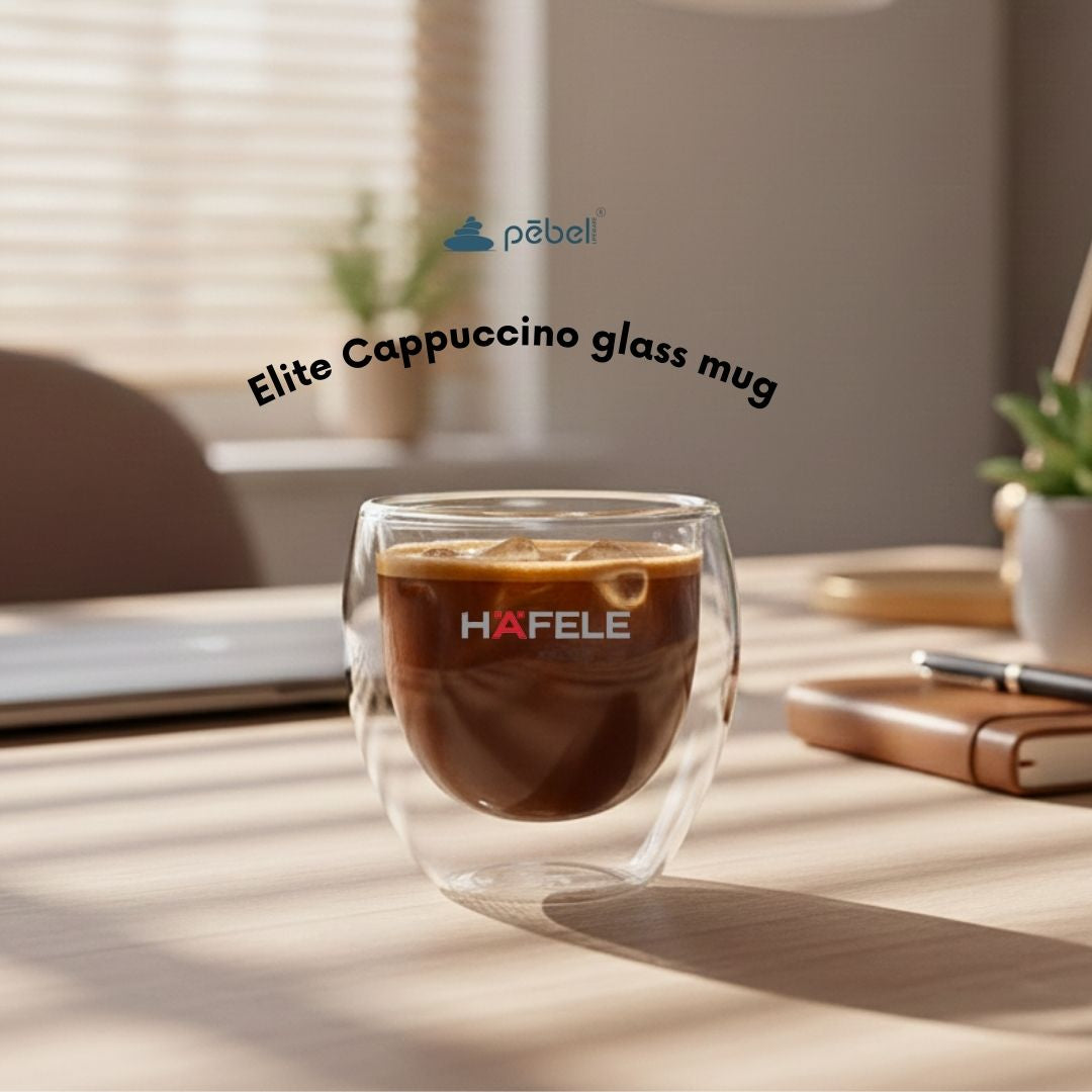 Double Wall Glass Cup – Heat Resistant with logo