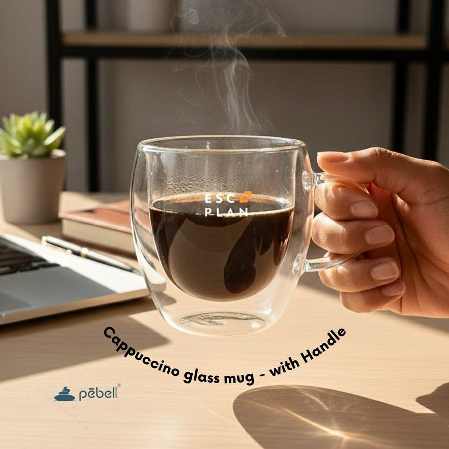 Double Wall Glass Cup – Heat Resistant with logo