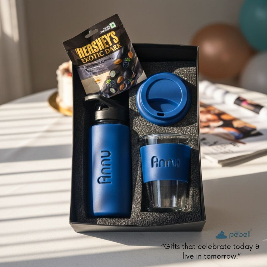 Desk Essential Personalized Gift Hamper - S | Glass Bottle & Mug