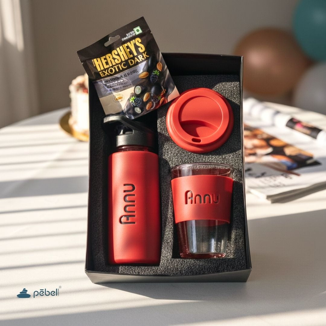 Desk Essential Personalized Gift Hamper - S | Glass Bottle & Mug