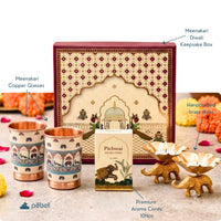 Luxury Indian Diwali Meenakari Copper Glass Set Hamper | Premium Corporate Gift