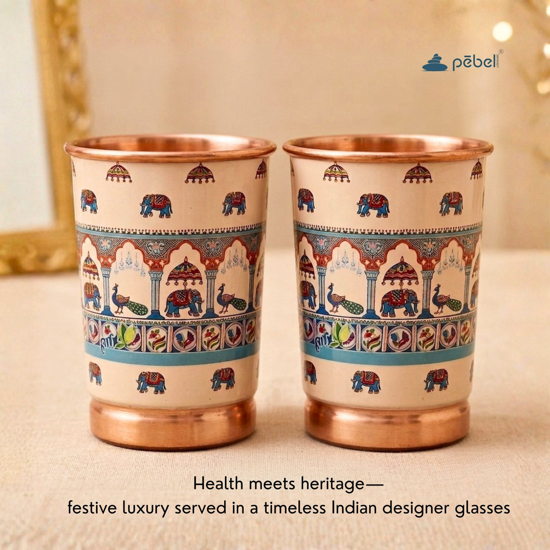 Luxury Indian Diwali Meenakari Copper Glass Set Hamper | Premium Corporate Gift