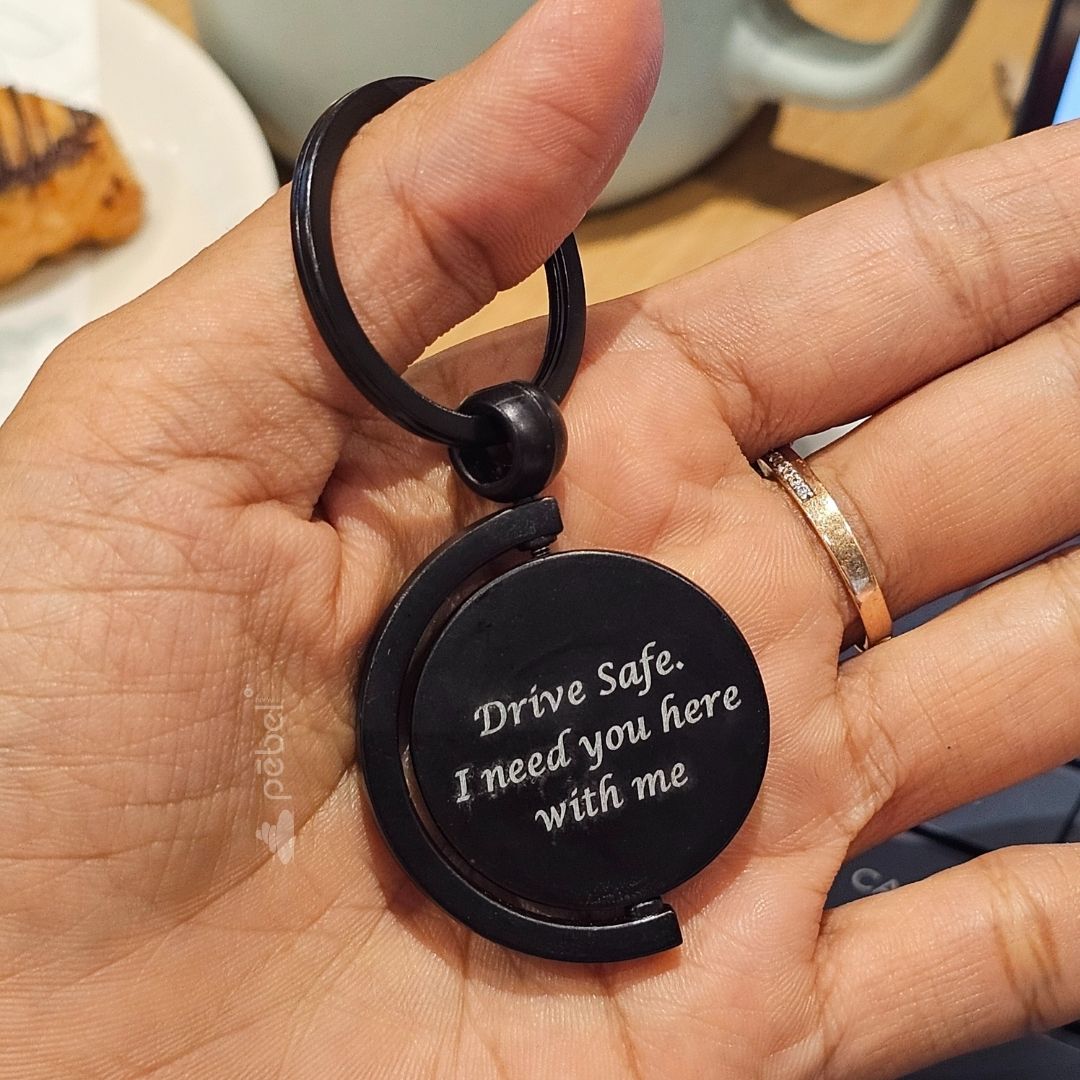 Personalized Drive Safe Wood & Metal Keychain