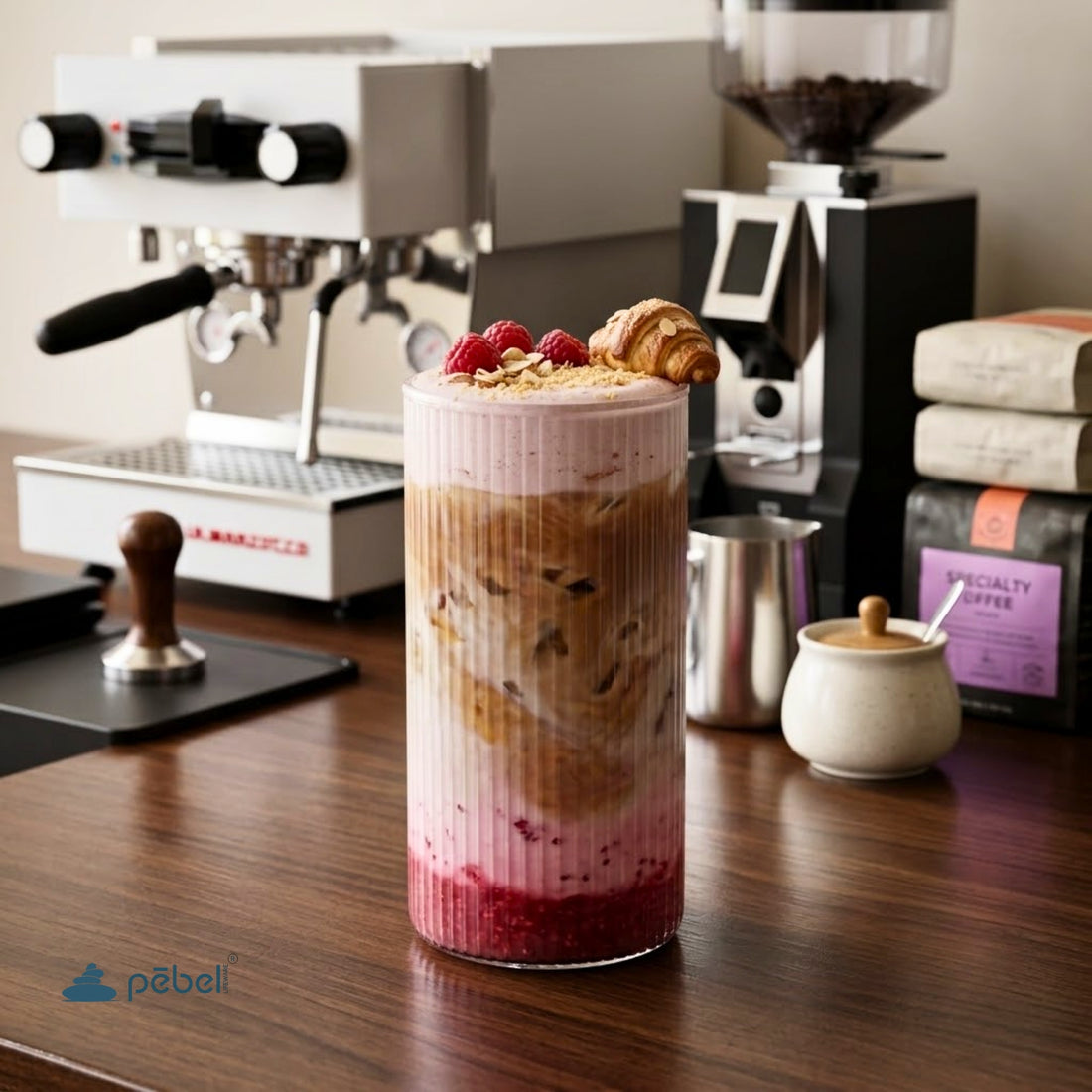 Fluted Minimalist Glasses  Set of 2. Ideal for Dessert, Iced Coffee, Matcha, Smoothies.