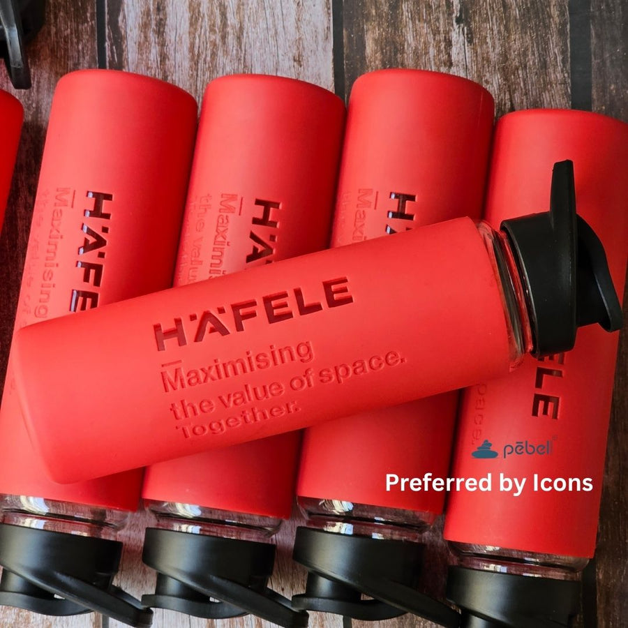 Signature Glass Bottle with Logo on Silicone Sleeve