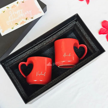 Couple Heart Handle Mugs Gift Hamper